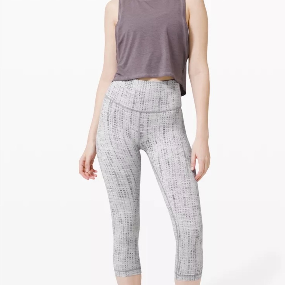 Lululemon wunder under high rise crop leggings Sz 6 jacquard moonphase silver